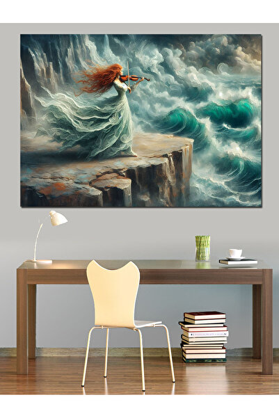 KanvasSepeti Femeie care dansează cu valurile Pictură în ulei Texturată Pânză...