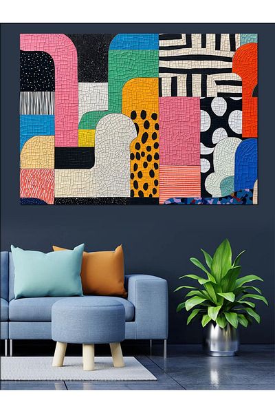 Tablomega Pânză decorativă cu model geometric colorat - MDF Lemn