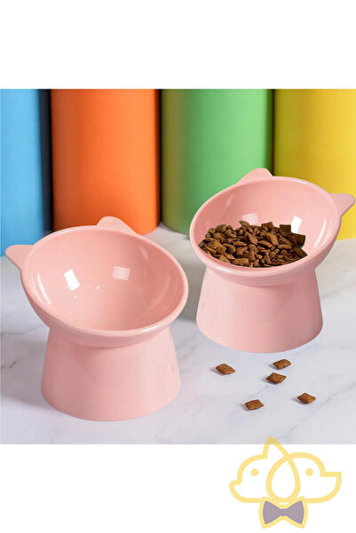 PapyonPet 2 Adet Eğimli Mama Ve Su Kabı Boyun Koruyucu Kedi Köpek Mama Kabı E...