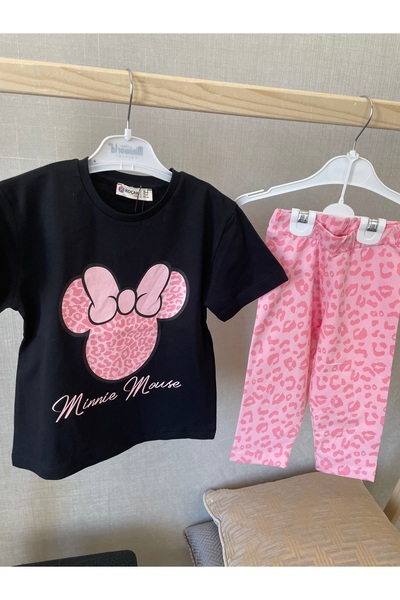 Baby Pembe leopar Mickey desen kız çocuk takım