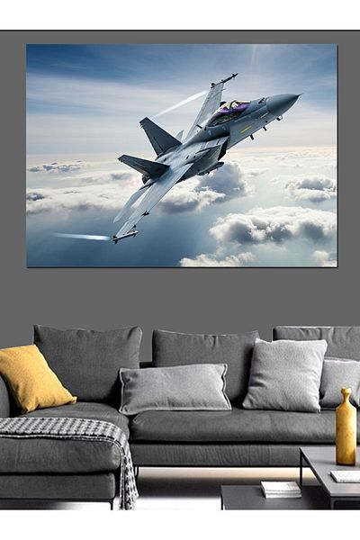 Tablomega Pânză decorativă în zbor cu avion cu reacție - pictură din lemn MDF