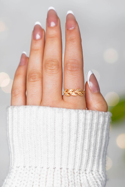TREND COLLECTİON Zircon Stone Queen Crown Model Adjustable Gold Women's Ring