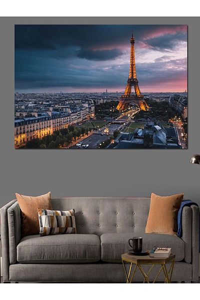 Tablomega Pânză decorativă peisaj turnul Eiffel - pictură din lemn MDF