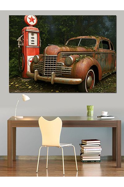 Tablomega Διακοσμητικός καμβάς Classic Car σε βενζινοκίνητο - Ξύλινο MDF