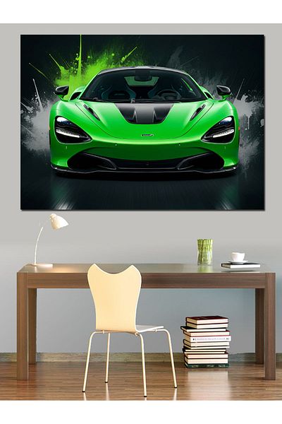 Tablomega Pânză decorativă cu design de mașină sport verde - pictură din lemn MDF