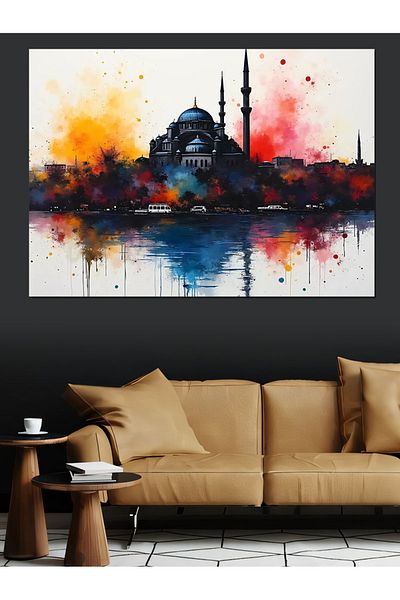 Tablomega Pânză decorativă Siluetă Istanbul - Lemn MDF