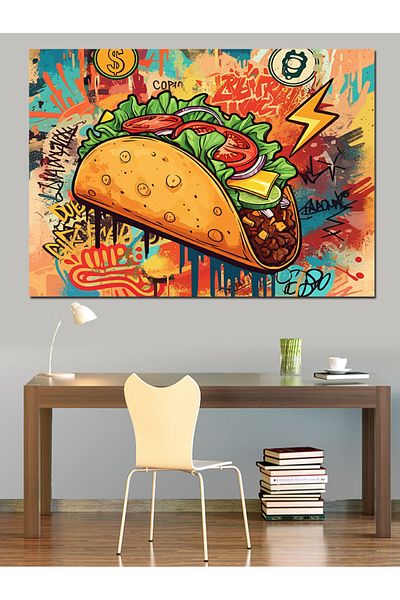 Tablomega Pânză decorativă cu design Taco colorat - MDF Lemn