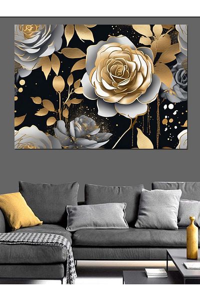 Tablomega Pânză decorativă trandafir alb - Lemn MDF