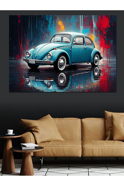 Tablomega Pânză decorativă pentru mașină clasică retro - pictură din lemn MDF