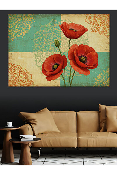 KanvasSepeti Model de mac de culoare turcoaz, pictură în ulei, pânză texturat...