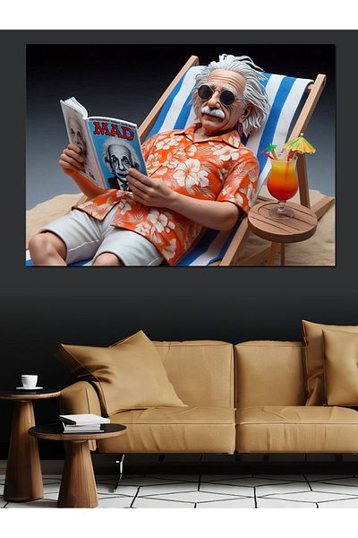 Tablomega Pânză decorativă cu tematică de vacanță Albert Einstein - Pictură din lemn MDF
