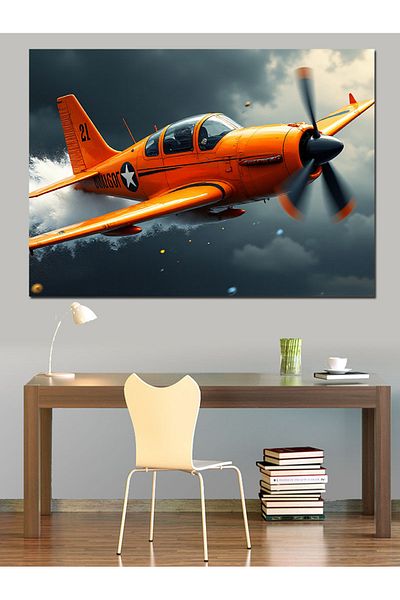 Tablomega Pânză decorativă cu avion de luptă istoric - pictură din lemn MDF