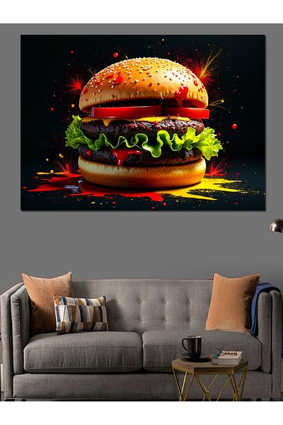 Tablomega Pânză decorativă Hamburger delicioasă - Lemn MDF