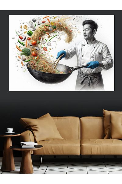 Tablomega Chef Cooking Canvas Decorativ - MDF Lemn Pictat