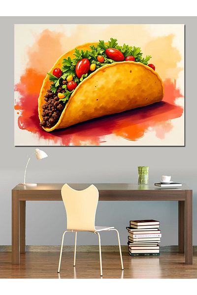 Tablomega Ilustrație Taco Colorată Pânză Decorativă - Lemn MDF Pictură