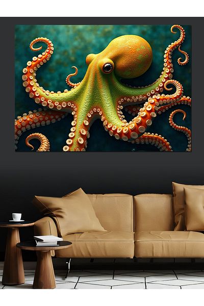Tablomega Ilustrație detaliată de caracatiță Pânză decorativă - Lemn MDF