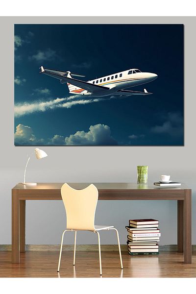 Tablomega Pânză decorativă cu avion cu reacție mică - pictură din lemn MDF