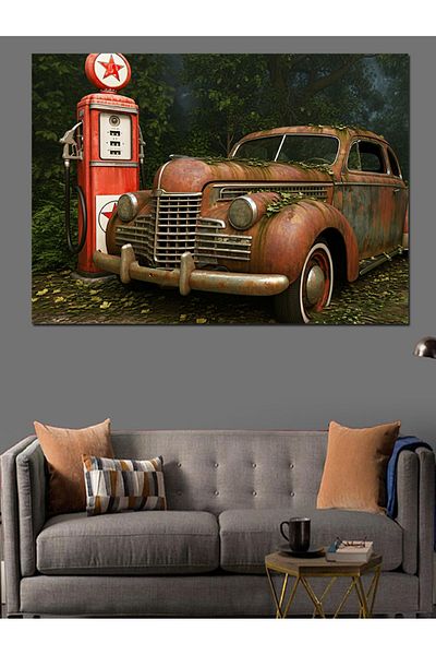 Tablomega Διακοσμητικός καμβάς Classic Car σε βενζινοκίνητο - Ξύλινο MDF