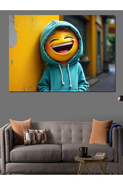 Tablomega Pânză decorativă pentru copii Emoji zâmbitor - Lemn MDF