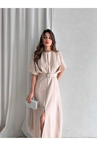 MODA DURAĞI Сукня з розрізами та поясом, довжина міді