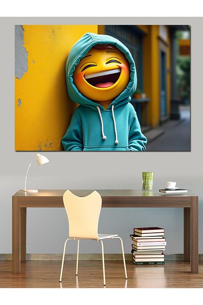 Tablomega Pânză decorativă pentru copii Emoji zâmbitor - Lemn MDF