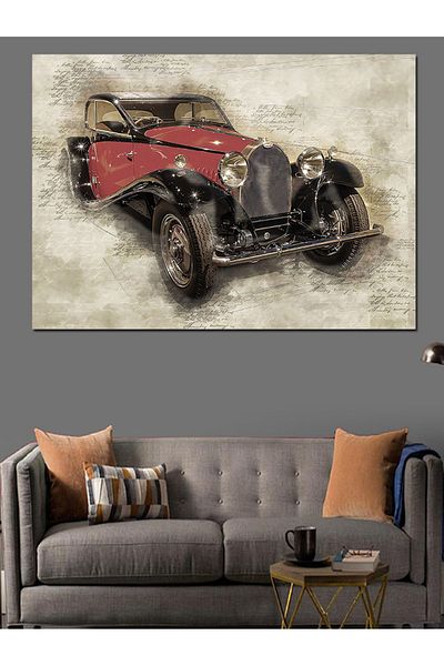 Tablomega Pânză decorativă pentru mașină clasică retro - pictură din lemn MDF