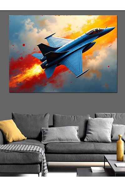 Tablomega Pânză decorativă Blue Jet Plane - Lemn MDF