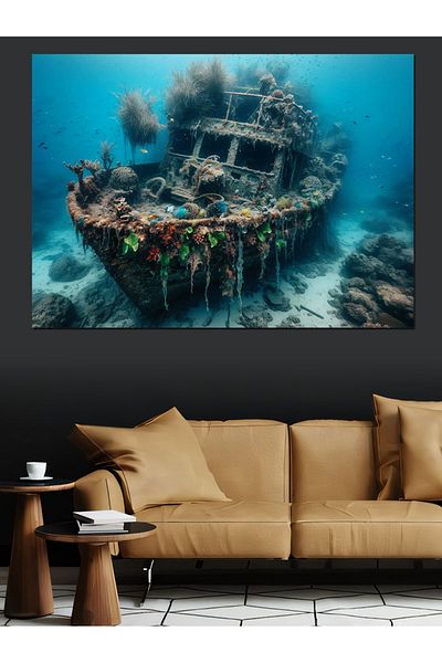 Tablomega Διακοσμητικός καμβάς σκάφους Under the Sea - Ξύλινος πίνακας MDF