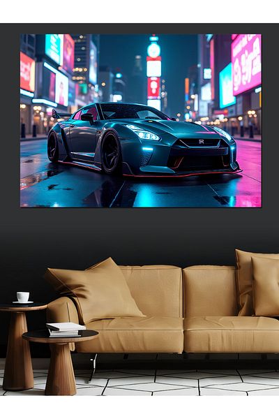 Tablomega Διακοσμητικός καμβάς Night Sports Car - Ξύλινη επιφάνεια MDF
