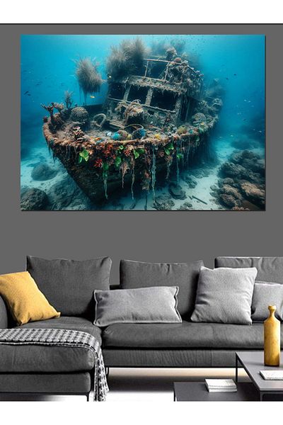 Tablomega Διακοσμητικός καμβάς σκάφους Under the Sea - Ξύλινος πίνακας MDF