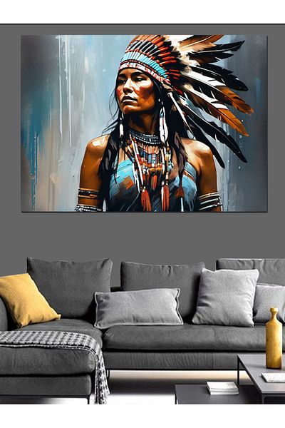 Tablomega Pânză Decorativă Femeie Indiană - Lemn MDF