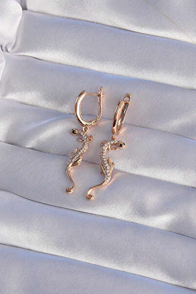 Skygo Xuping Rose Color Zircon Stone Lizard Model Hoop Earrings - Tj-Bkp9368