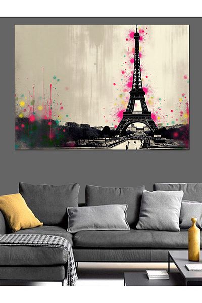 Tablomega Pânză decorativă cu design abstract Turnul Eiffel - Pictură din lemn MDF