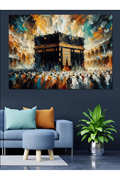 KanvasSepeti Kaaba și pătrundele din Tawaf, oameni în mișcare, pictură în ule...