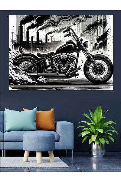 Tablomega Pânză decorativă pentru desen motociclete - Lemn MDF