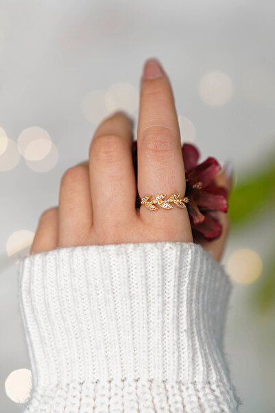 TREND COLLECTİON Zircon Stone Queen Crown Model Adjustable Gold Women's Ring