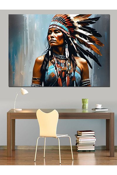 Tablomega Pânză Decorativă Femeie Indiană - Lemn MDF