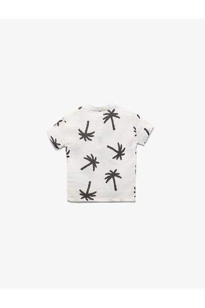 Koton Crew Neck Short Sleeve Palm Printed Cotton T-Shirt