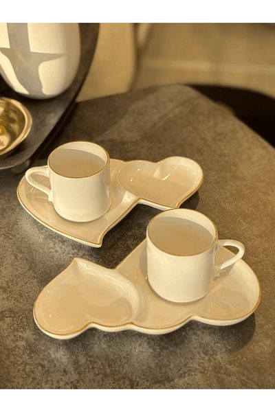 FBE HOME 2-Person 4-Piece Gilded Coffee Cup Set