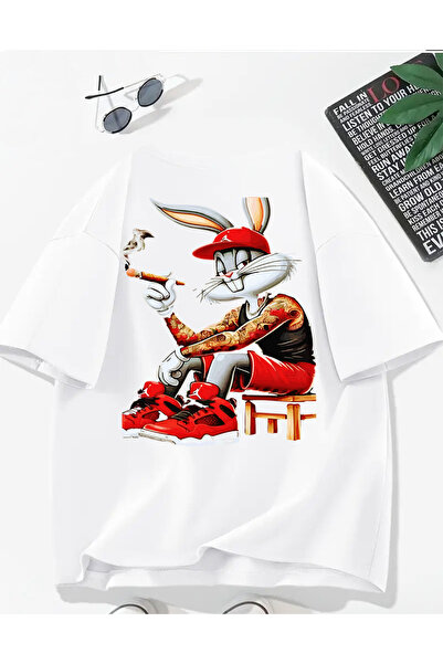 MODA Unisex Oversize Kalıp Bugs Bunny Baskılı T-Shirt