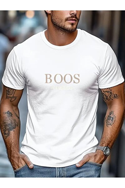 AZIZI TEKSTIL Ανδρικό μπλουζάκι BOOS NYKBOOS με γραφικό εμπριμέ, μείγμα πολυε...