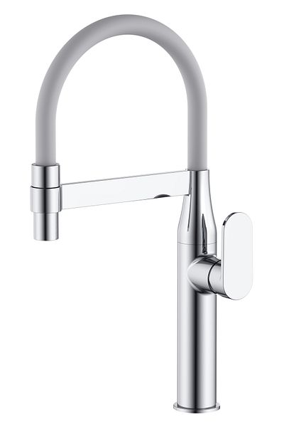 HESANIT Kitchen Mixer Chrome with Grey Flexible Spout