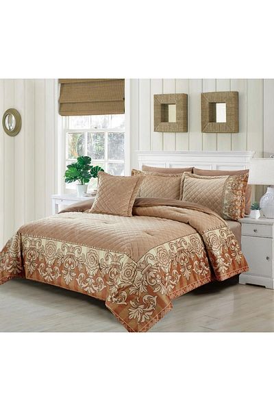 Generic En Zone Winter Single and a Half Bedspread 4 Pieces || Beige and Brown