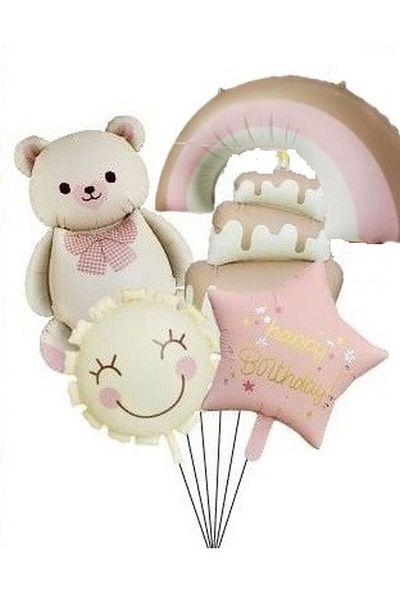 DÜVENCİ TİCARET Retro Rainbow Sun Bow Bear Cake Star Set of 5