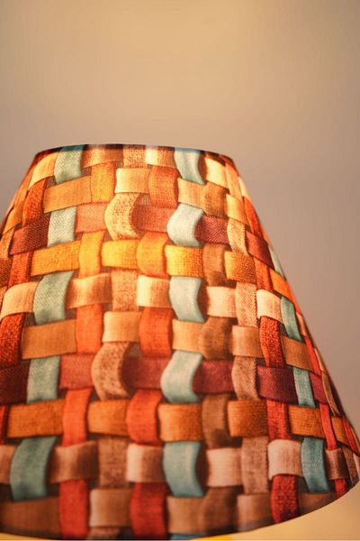 retro home design Mustard Color Footed Conical Knot Printed Lampshade Table Lamp Living Room Bedroom