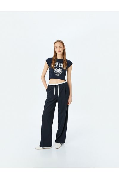 Koton Navy Blue Women's T-Shirt 5Sal10112Ik