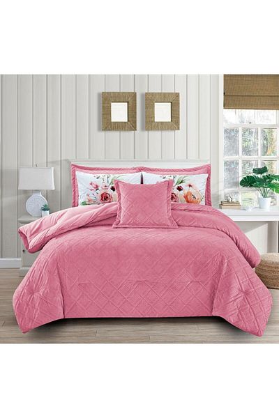 Generic En Zone Winter Double Bedspread 8 Pieces || Pink