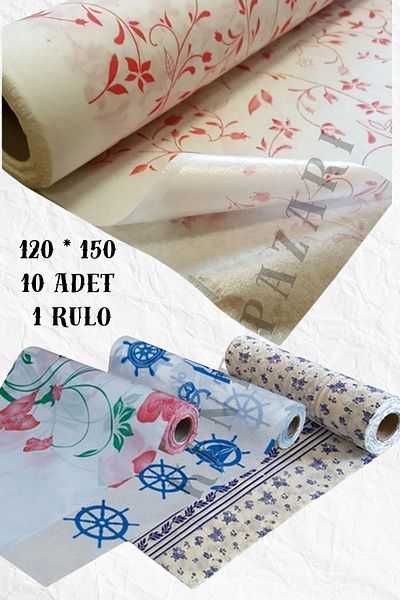 Kent Pazarı 10 Pieces Disposable 120X150 cm Liquid Proof Tablecloth on the Cover Picnic Tableware Paper