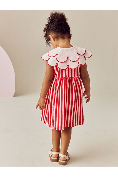 Next Baby 100% Cotton Red Heart Neck Dress
