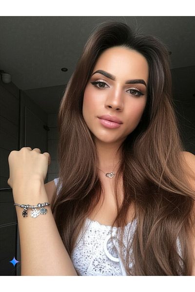LUNİS LUXE Dangle Snowflake Silver Bracelet and Steel Bracelet